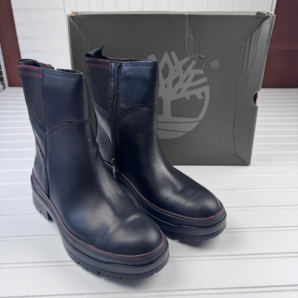 NEW Timberland Malynn Women's 9.5 Black Boots with Box Warterproof Zip Side